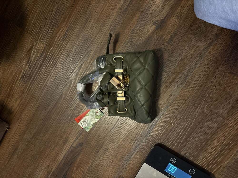 NWT Studio Badgley Mischka Mini Diamond Quilted Tote- Stone Olive
